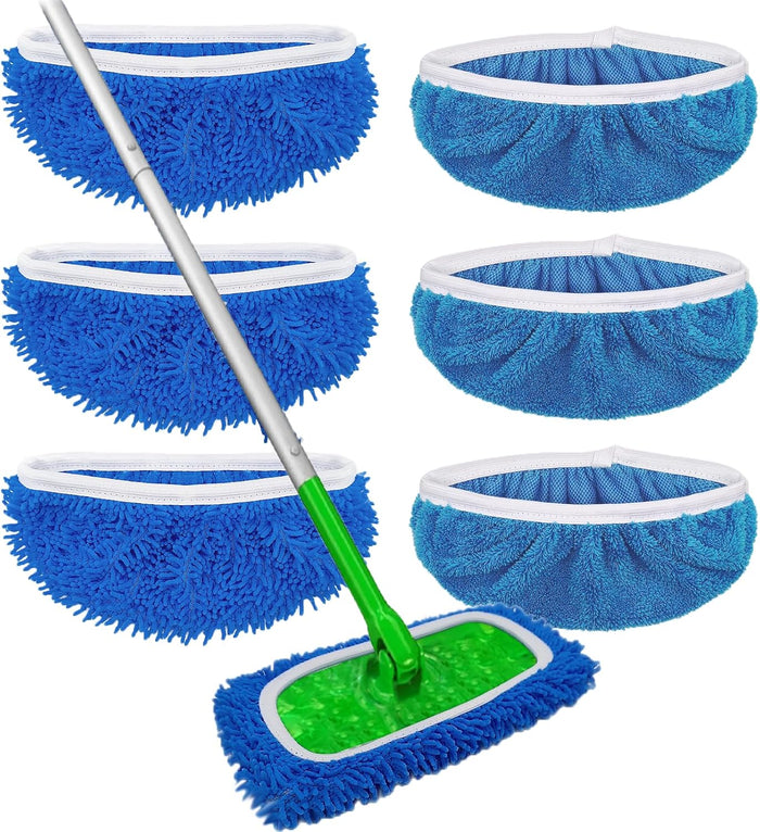 Reusable Microfiber Mop Pads Washable Wet Pads Compatible with Refills for Swiffer Sweeper Wet & Dry Sweeping Cloths Mop Head Replacement for Household Cleaning