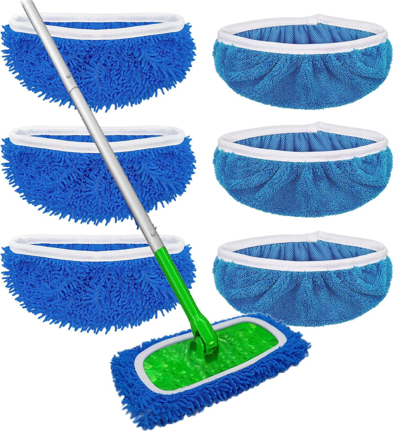 Reusable Microfiber Mop Pads Washable Wet Pads Compatible with Refills for Swiffer Sweeper Wet & Dry Sweeping Cloths Mop Head Replacement for Household Cleaning