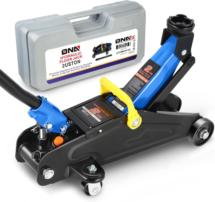 DNA Motoring TOOLS-00234 Low Profile Hydraulic Trolley Service/Floor Jack, 2 Ton (4000 lbs) Capacity, Lifting Range 5.1"-13", Black