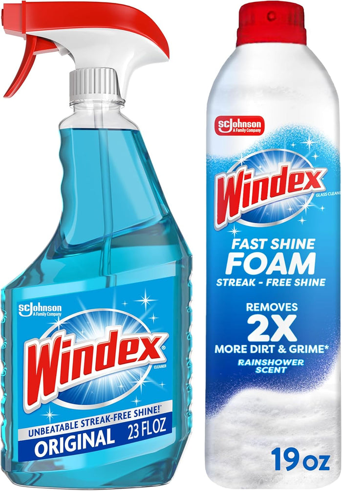 Windex Glass and Window Cleaner Spray Bottle, Packaging Designed to Prevent Leakage and Breaking, Surface Cleaning Spray, Original Blue Scent, 23 Fl Oz