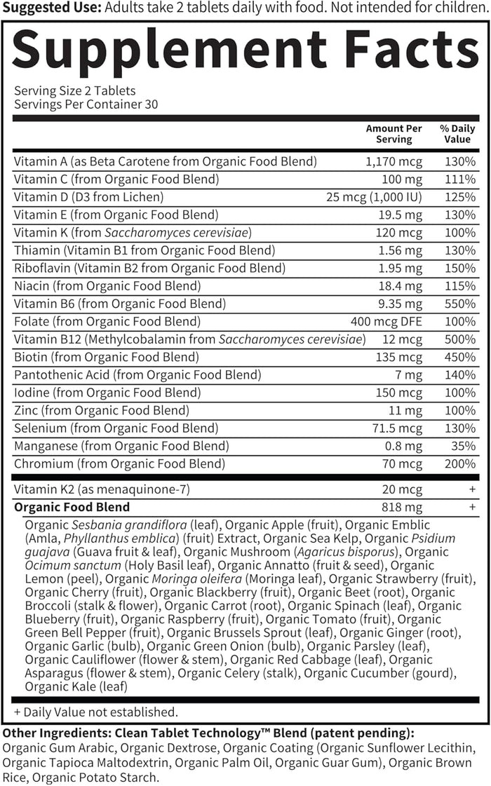 Garden of Life Organics Whole Food Multivitamin for Men, 60 Tablets, Vegan Mens Vitamins and Minerals for Health and Well-Being, Certified Organic Vegan Multi