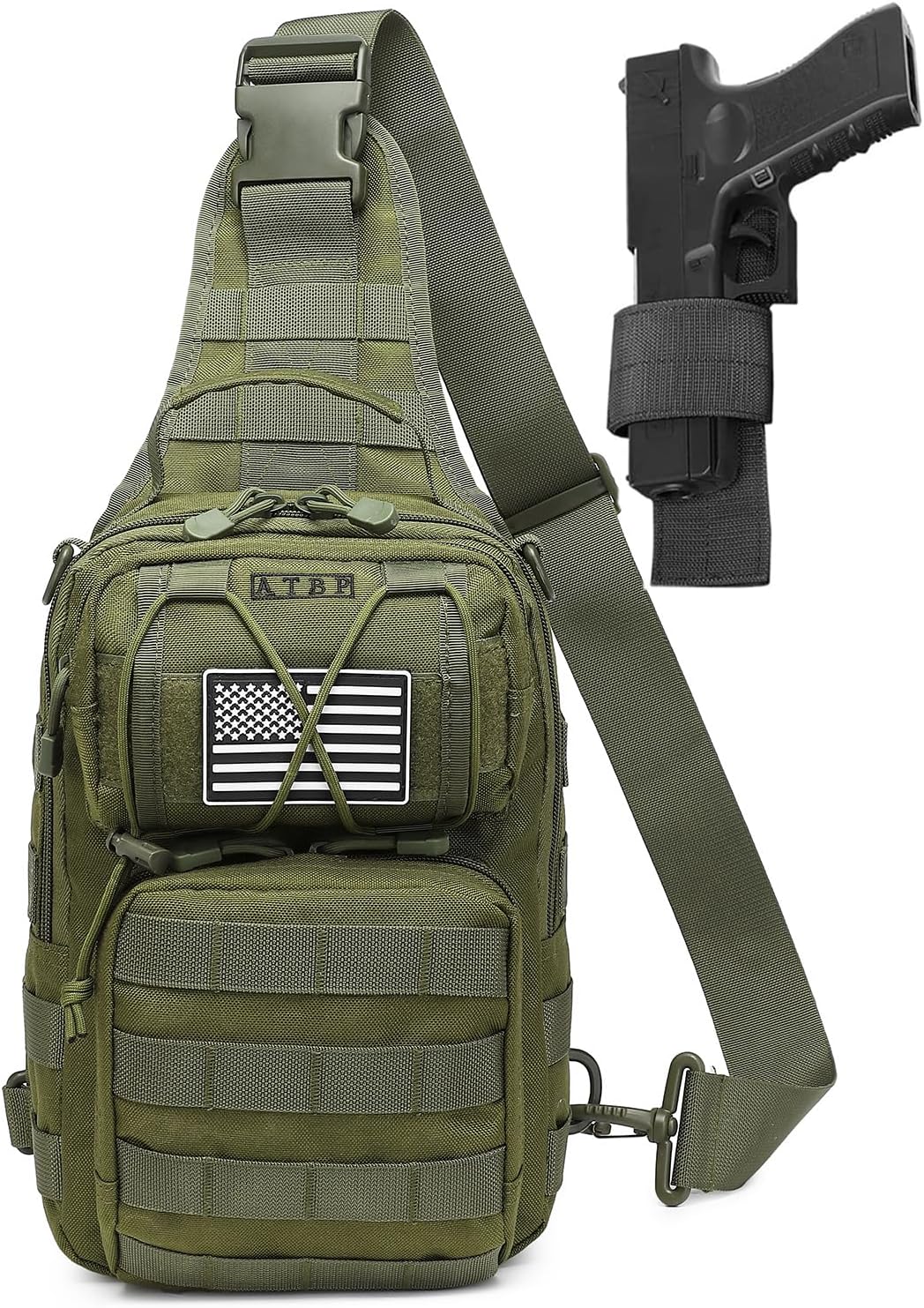 ATBP Tactical Sling Backpack Bag Pack for Men Military One Strap Shoulder Backpack Crossbody Bag With Holster 10 Liters