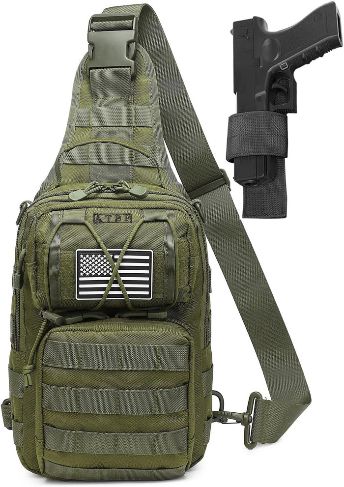 ATBP Tactical Sling Backpack Bag Pack for Men Military One Strap Shoulder Backpack Crossbody Bag With Holster 10 Liters