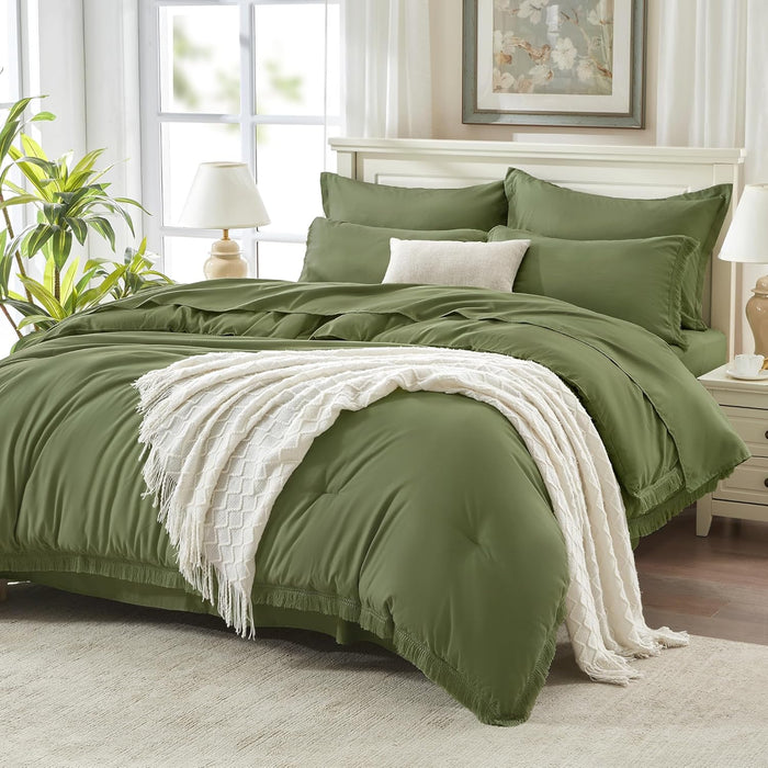 Andency King Size Comforter Set with Sheets Burnt Orange - 7 Pieces Bed in a Bag Boho Soft Lightweight Bedding Sets, Terracotta Rust Tassel Bed Set with Comforter, Sheets, Pillowcases & Shams