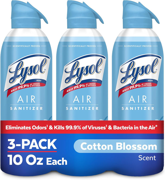 Lysol Air Sanitizer Spray with Odor Eliminator for Home & Office, Sanitizing Spray, Air Freshener Alternative, Light Breeze Scent, 10 oz (Pack of 3)