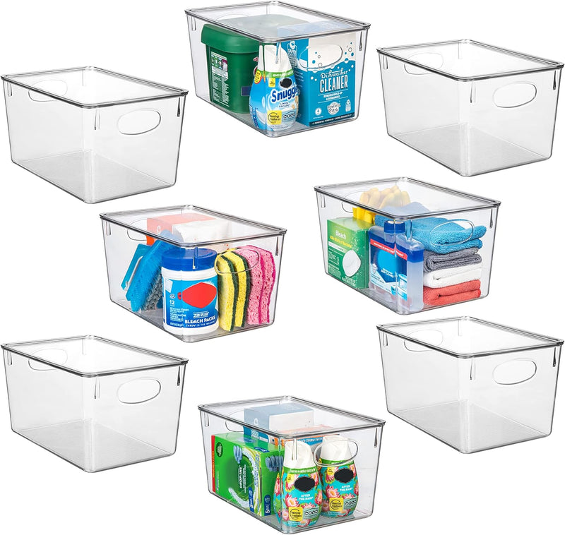 ClearSpace Plastic Storage Bins With lids, 4 Pack – Perfect Pantry Organization and Storage – Fridge Organizer, Pantry Storage Containers and Storage Bins, Cabinet Organizers