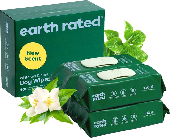 Earth Rated Dog Wipes, Hypoallergenic, Cleaning and Hydrating, for Grooming Paws, Body and Butt, Lavender Scented, 100 Count