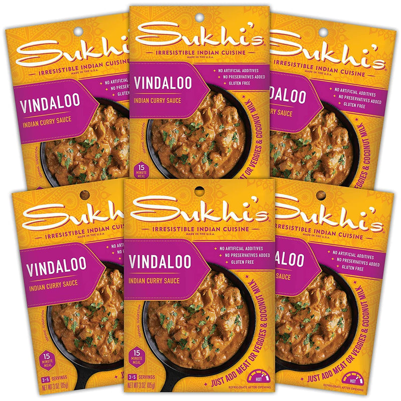 Sukhi's Indian Curry Sauce - Coconut Curry Sauce 3oz (Pack of 6) 84 Servings - Gluten Free Indian Sauce Indian Simmer Sauce