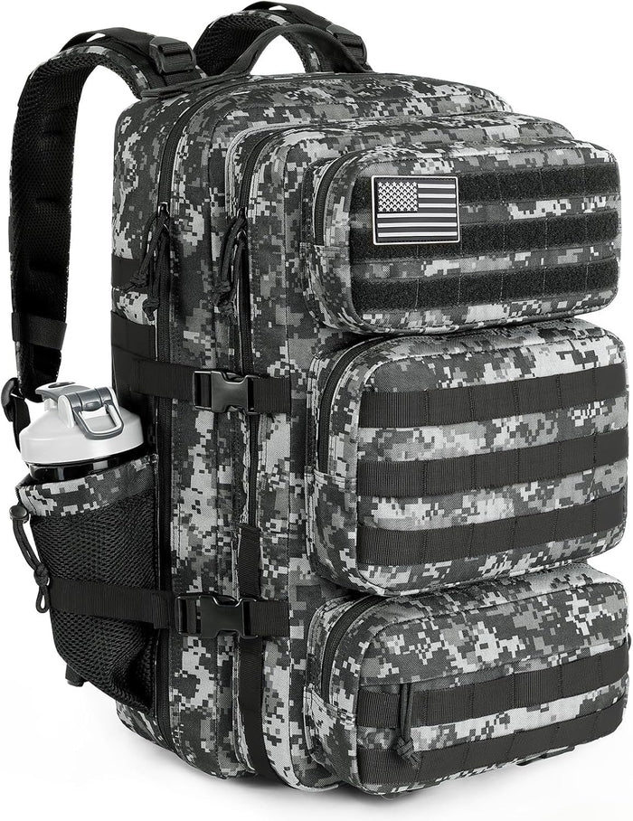 Military Tactical Backpack 50L Large Day Backpack for Men Molle Army 3 Days Assault Pack Bug Out Bag Water Resistant and Heavy Duty Hiking Treeking Rucksack - Brown
