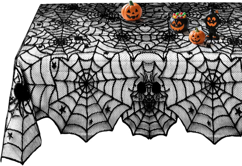 Halloween Table Runner, Black Lace Spider Web Table Runners for Halloween Decor/Party Dinner Table Decoration 18 x 72Inch