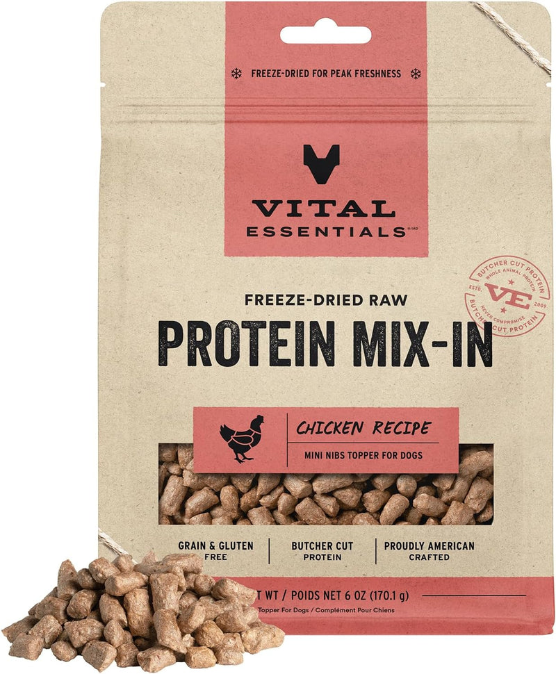 Vital Essentials Freeze-Dried Raw Protein Mix-in Dog Food Topper, Rabbit Mini Nibs Topper for Dogs, 18 oz