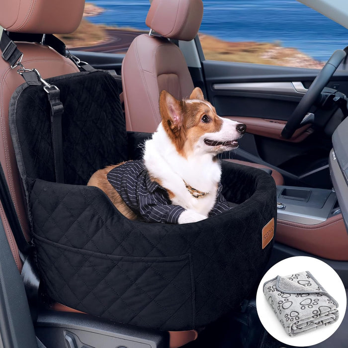 Dog Car Seat Pet Booster Seat Pet Travel Safety Car Seat,The Dog seat Made of Materials is Safe and Comfortable, and can be Disassembled for Easy Cleaning (Brown)
