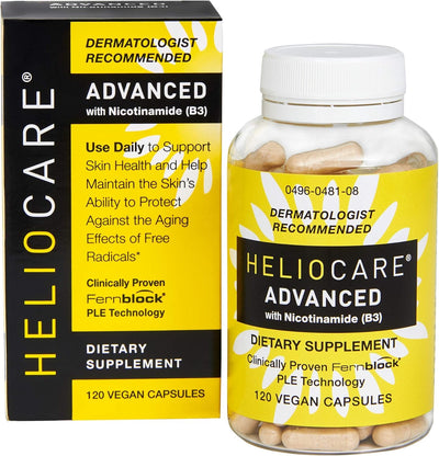 Heliocare Advanced Niacin B3 Supplement: Fernblock PLE Extract 240mg Per Serving - Supports Skin Cell Health W/Antioxidant Rich Vitamin B3 Niacin 500 mg - 120 Vegan Capsules