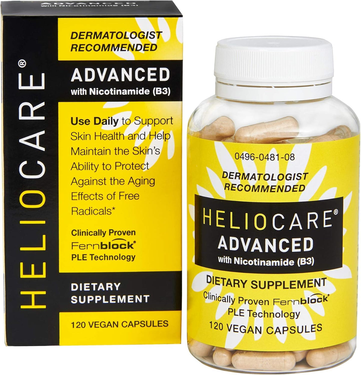 Heliocare Advanced Niacin B3 Supplement: Fernblock PLE Extract 240mg Per Serving - Supports Skin Cell Health W/Antioxidant Rich Vitamin B3 Niacin 500 mg - 120 Vegan Capsules