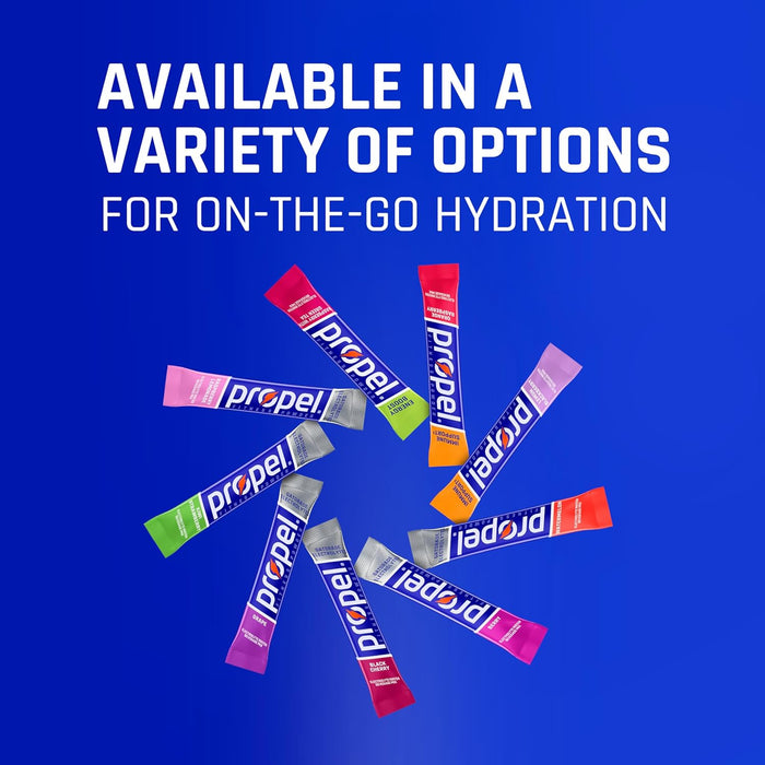 Propel Electrolyte Enhanced Water Drink Mix Powder Packets, 4 Flavor Variety Pack, Zero Calorie & Zero Sugar Hydration with Electrolytes and Vitamins C & E (50 Packets)
