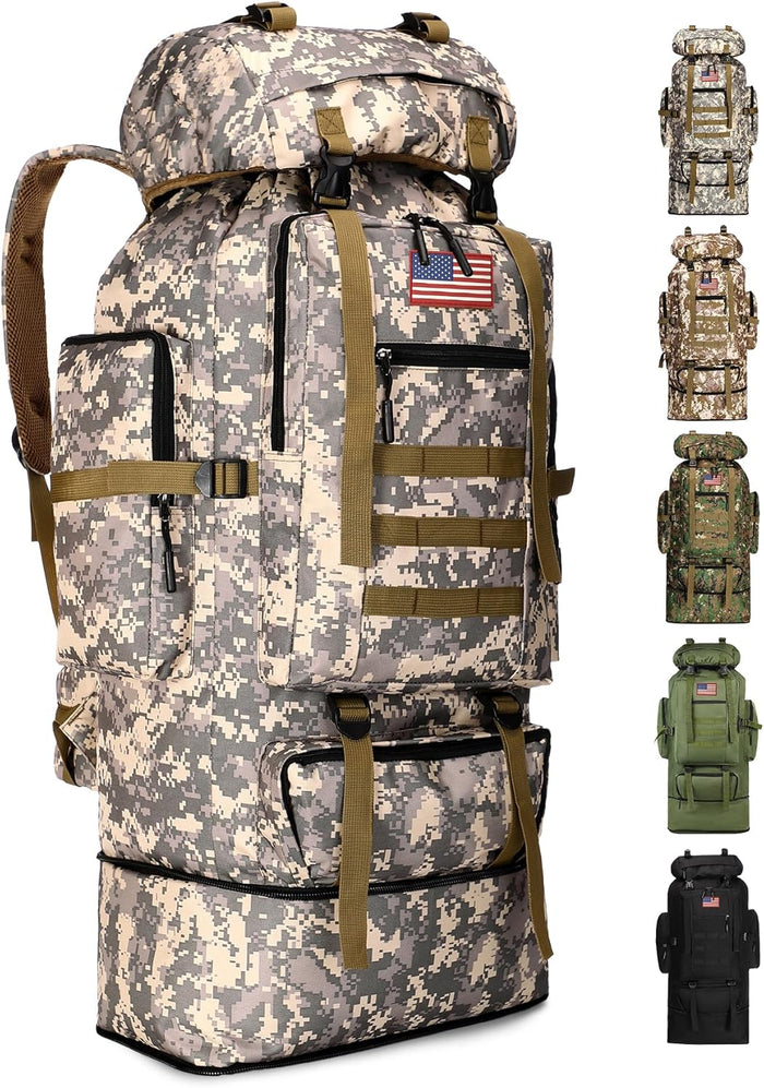 JUMAHE 80L 2-pack Hiking Backpack for Men with Sling Tactical Backpack - Rucksack Molle Military Tactical Waterproof Lightweight Camping Backpack 3 Day Assault Pack for Travel, Climbing, Backpacking