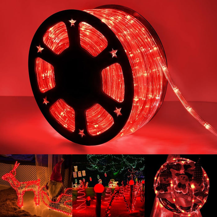 100ft LED Rope Lights Outdoor, 720 LED Connectable and Flexible Tube Lights with 8 Modes, Waterproof LED Rope Lighting for Garden, Patio, Pool, Bedroom, Party, Indoor Outdoor Decoration (White)