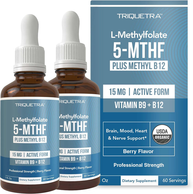 L Methyl Folate 15mg Plus Methyl B12 Cofactor – High Potency, Active 5-MTHF Form - Supports Mood, Methylation, Cognition – Bioactive Forms of Vitamin B9 & B12 (60 Capsules – 60 Servings)