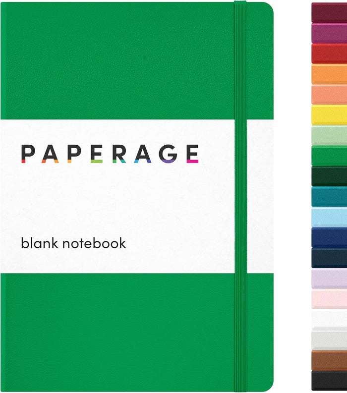 PAPERAGE Lined Journal Notebook, (Black), 160 Pages, Medium 5.6 in x 8 in - 100 GSM Thick Paper – Hardcover Journaling Notebook for Work, School & Note Taking