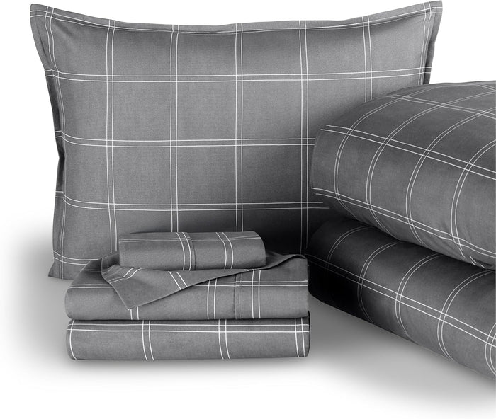 Bare Home Bed-in-A-Bag 5 Piece Comforter & Sheet Set - Twin XL - Goose Down Alternative - Ultra-Soft 1800 Premium Bedding Set (Twin XL, Grey/Grey)