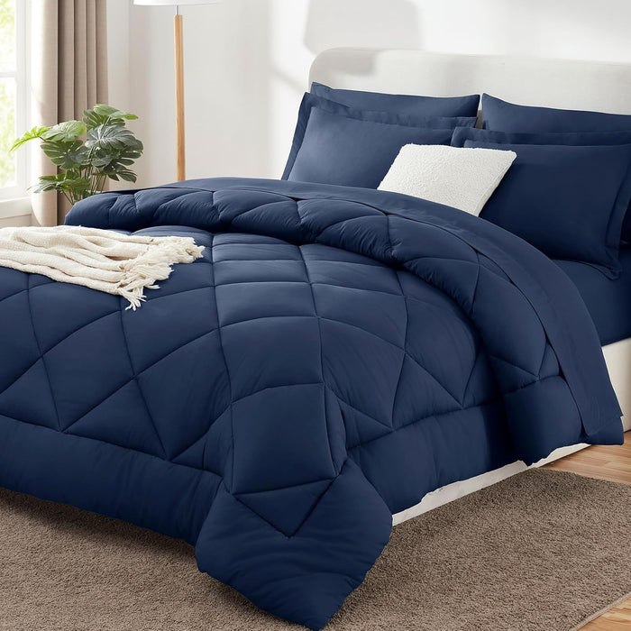 CozyLux Full Size Comforter Sets Sage Green - 7 Pieces Bed in a Bag Full, Luxury Soft Bed Set for All Seasons, Bedding Set with Down Alternative Comforter, Sheets, Pillowcases & Shams