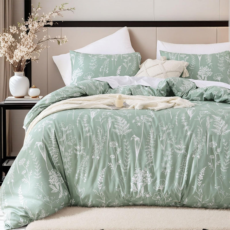 JANZAA Comforter Set Comforter Floral Bedding Sets Flowers Bed Comforter 1 Soft Reversible Botanical with 2 Pillow Shams (Pink, Queen)