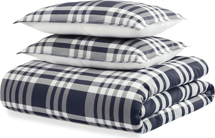 UGG Full/Queen Comforter Set with 2 Pillow Shams, Lightweight Down Alternative Blanket, Reversible Cozy Warm All Season Washable, Hypoallergenic Bedding Set, Navy Blue (Leonora)