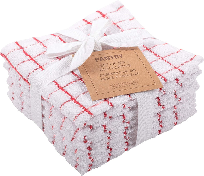KAF Home Pantry 100% Cotton Checkered Grid Dish Cloths | Set of 6, 12 x 12 Inches | Absorbent and Machine Washable | Perfect for Cleaning Counters, and Any Household Spills - Blue