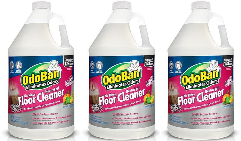 OdoBan Pet Solutions No Rinse Neutral pH Floor Cleaner Concentrate, Made in the USA, Splash O' Citrus Scent, 2 Gallons
