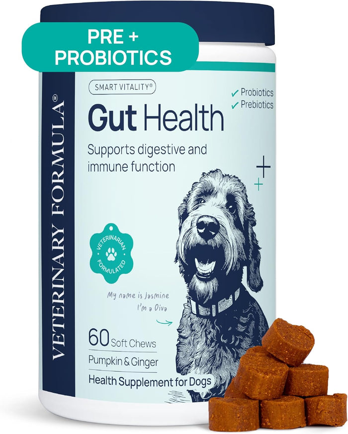 Veterinary Formula Eye Health Supplement for Dogs – Vet-Formulated Tear Stain Chews with Omega 3, Lutein & Cranberry – Smart Vitality Supports Eye Moisture, Stain Reduction & Immunity, 60 Soft Chews