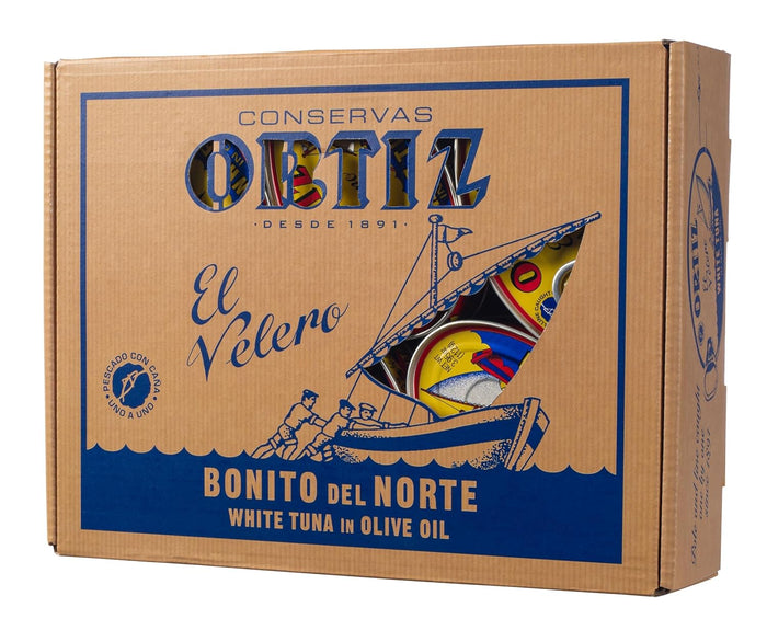 Ortiz Spanish Tuna, Special Edition Gift Pack of 12, Tender Wild Caught Tuna Fillets Hand Packed in Extra Virgin Olive Oil, Gourmet Gift for Foodies [3.95oz x 12 Tins]