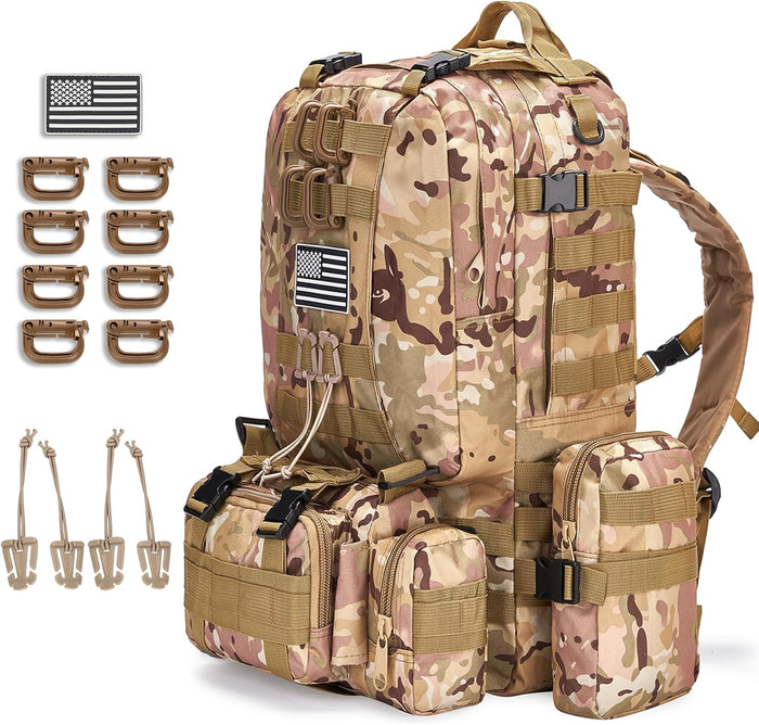 Large Military Tactical Backpack for Men, 40-50L Backpacks for Women, Bug out Bag Army 3 Days Pack Bags Rucksack with Molle System Green