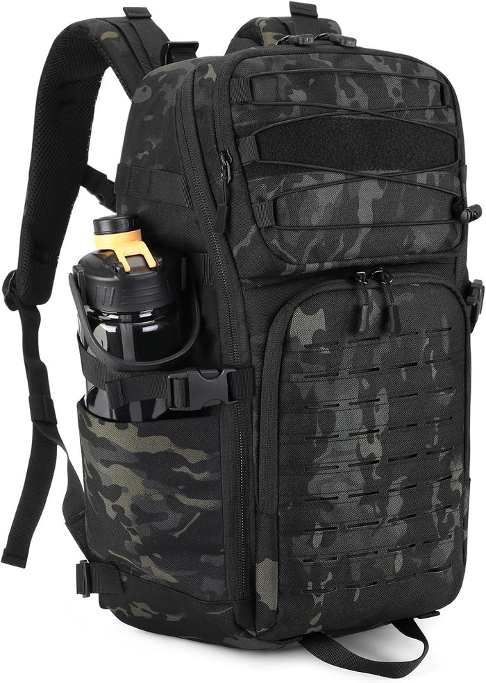 HUNTVP Tactical Backpack Military MOLLE Backpack Hunting Rucksack Gear Assault Pack 25L WR（Black）