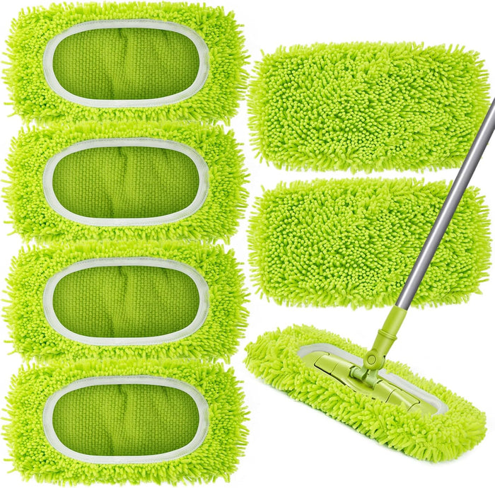 Reusable Dry Sweeping Cloths Microfiber Wet Mop Pads Compatible with Swiffer Sweeper Mop Replacement Sweeping Mopping pad Refills for Hardwood Surface Floor Cleaning (4PCS)