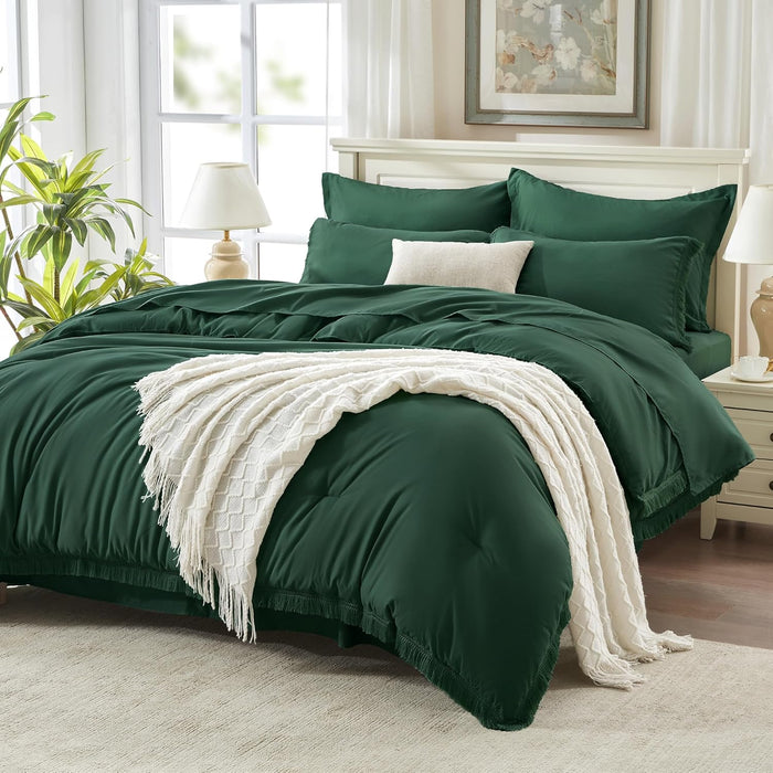 Andency King Size Comforter Set with Sheets Burnt Orange - 7 Pieces Bed in a Bag Boho Soft Lightweight Bedding Sets, Terracotta Rust Tassel Bed Set with Comforter, Sheets, Pillowcases & Shams