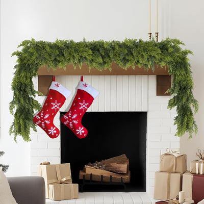 9FT Real Touch Norfolk Christmas Pine Garland Set of 2, Lifelike Artificial Bendable Greenery Garland for Front Door, Mantle, Staircase, Windowsill Indoor Outdoor Christmas Decorations