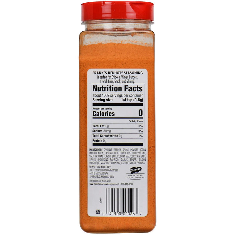 Frank's RedHot Original Seasoning, 21.2 oz - One 21.2 Ounce Container of Hot Sauce Seasoning Blend of Savory Garlic and Spicy Cayenne Pepper, Perfect for Dry-Rubs