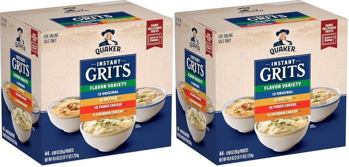 Quaker Instant Grits, 4 Flavor Variety Pack, 0.98oz Packets,44 Count (Pack of 1)