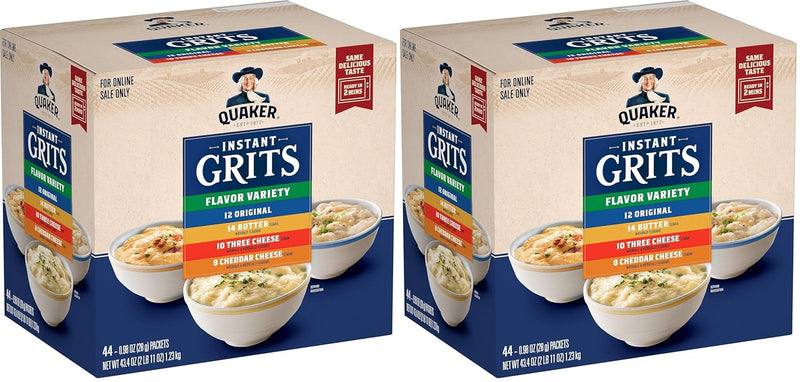 Quaker Instant Grits, 4 Flavor Variety Pack, 0.98oz Packets,44 Count (Pack of 1)