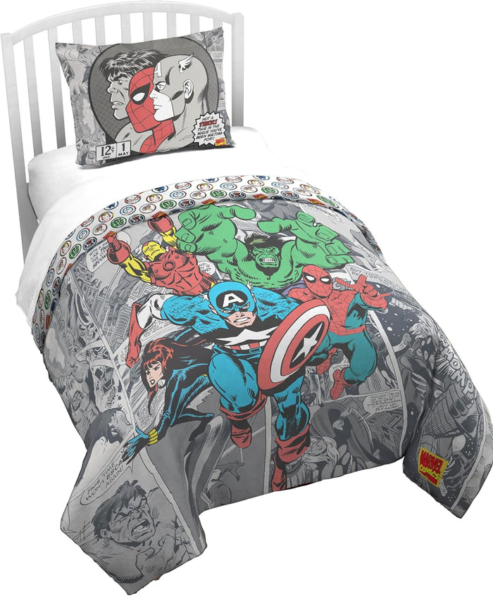 Jay Franco Duvet Cover Set – 2 Piece Comforter Cover and Sham Set, Super Soft Cozy Kids Bedding (Insert Not Included) Grey - Monster Jam, Twin