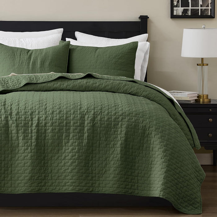palassio Beige 100% Cotton Quilt Queen Size Bedding Sets with 2 Pillow Shams, Textured Lightweight Soft Bedspread Shabby Chic Coverlet, Neutral Quilted Comforter Bed Cover for All Season, 3 Pieces