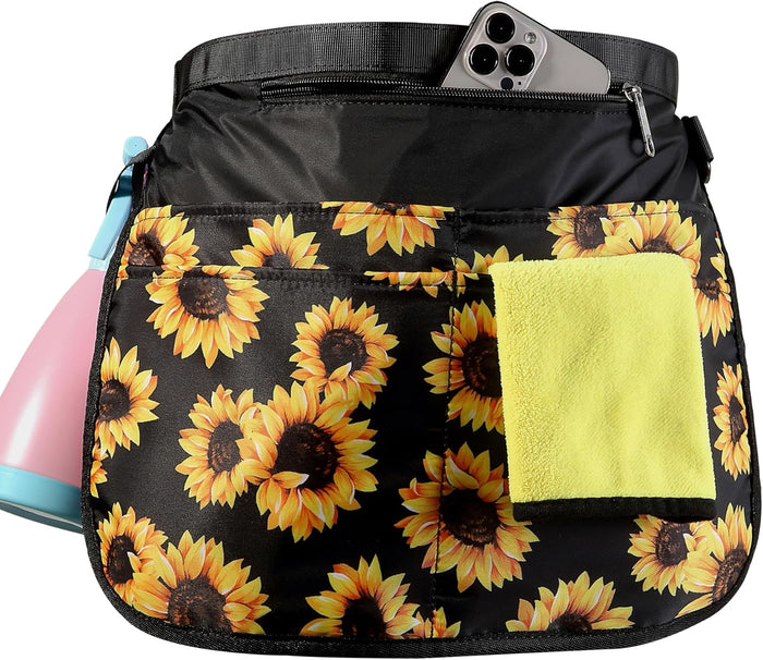 Small Size Cleaning Caddy Apron for Women with 5 Pockets, Professional Waterproof Cleaning Supplies for Housekeepers