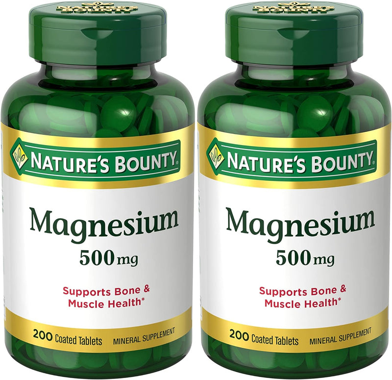 Nature's Bounty Magnesium Supplements - Magnesium 500 Mg Tablets for Bone & Muscle Health, 200 Count (Pack of 1)