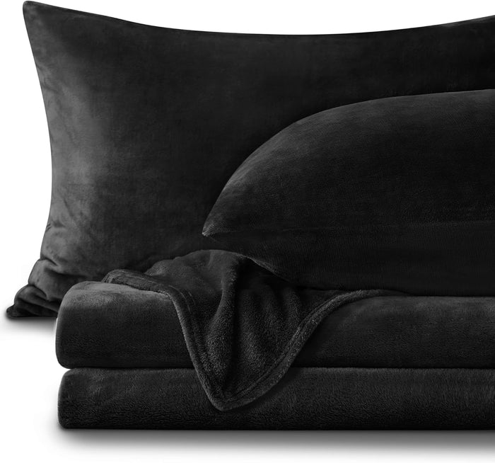 BEDELITE Fleece Sheets Queen Size Bed Set, Super Soft and Warm Fuzzy Plush Queen Sheet Set 4 Piece for Winter Gift & Decor , Includes 1 Deep Pocket Fitted Sheet, 1 Flat Sheet and 2 Pillowcases (Grey)
