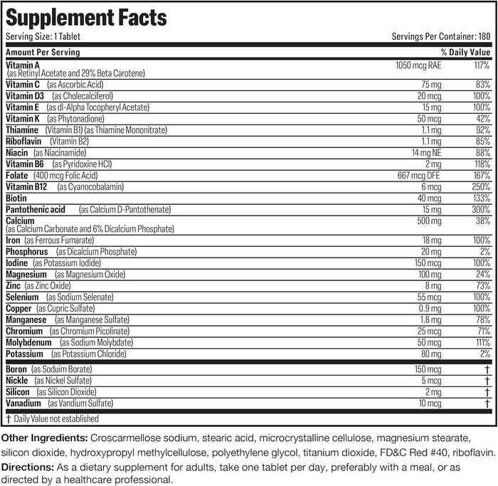 Bronson ONE Daily Women’s Complete Multivitamin Multimineral Once-Daily Multi for Active Women, 180 Tablets