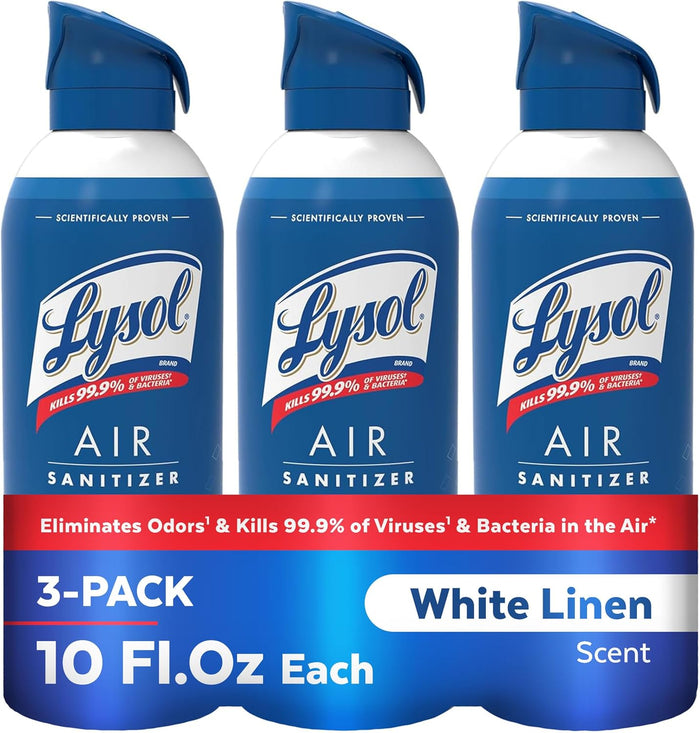 Lysol Air Sanitizer Spray with Odor Eliminator for Home & Office, Sanitizing Spray, Air Freshener Alternative, Light Breeze Scent, 10 oz (Pack of 3)