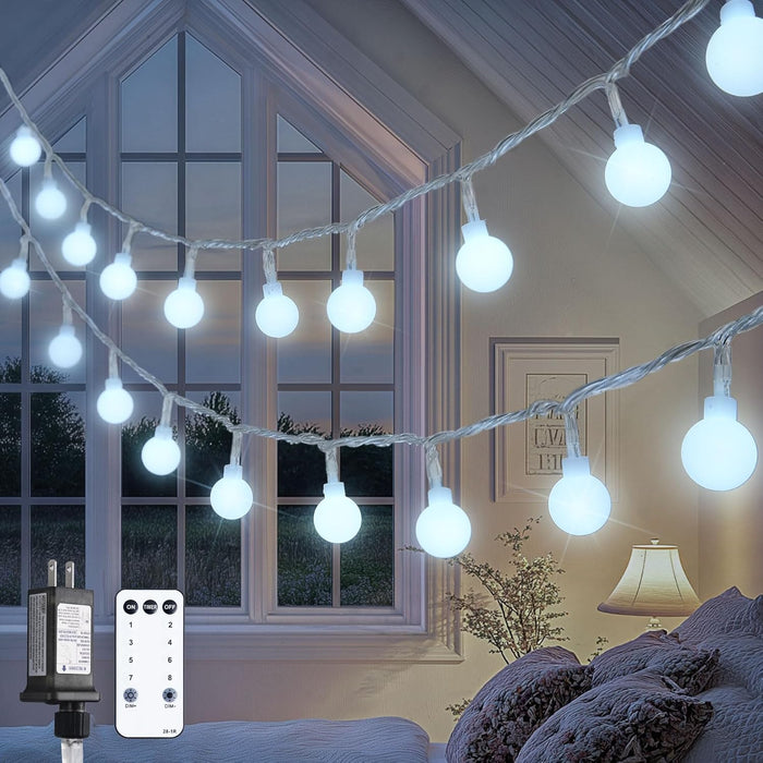 JMEXSUSS 100 LED Connectable Globe String Lights Indoor Bedroom, 33ft Warm White Christmas String Lights Plug in with Remote, 8 Modes Hanging Fairy Lights Outdoor for Room Classroom Dorm Party Decor