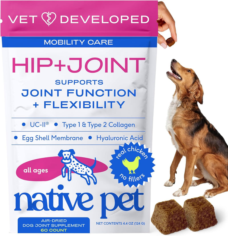Native Pet Advanced Care - Hip & Joint Supplement for Dogs - Supports Joints, Cartilage, Muscles & Anti-Inflammatory with HMB, UC-II Collagen, Green Lipped Mussel & Hyaluronic Acid - 30 Scoops