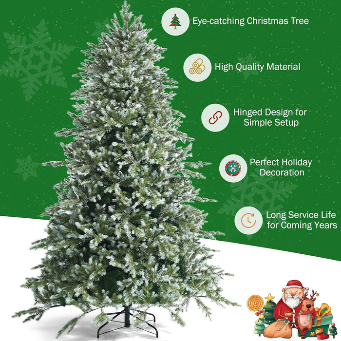 DORTALA Artificial Christmas Tree, 8FT Evergreen Xmas Tree with 1658 Branch Tips, Foldable Metal Stand, Green