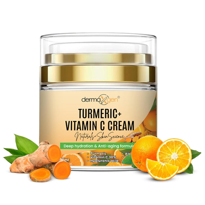 Turmeric Face Cream with 30% Vitamin C – Glow Booster, Anti-Aging & Skin Repair Moisturizer for Dark Spots, Hydration & Radiance – Vitamin C Cream for All Skin Types (1.7 fl oz)